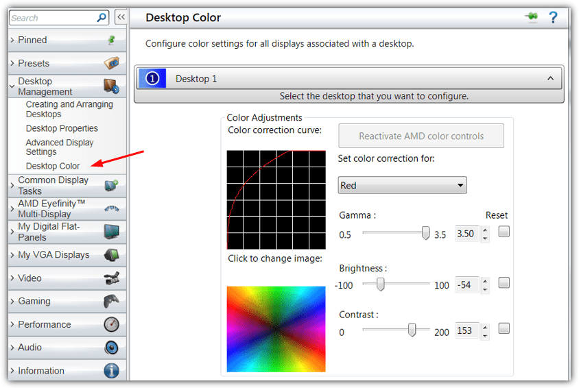 Amd Catalyst Control Center color settings