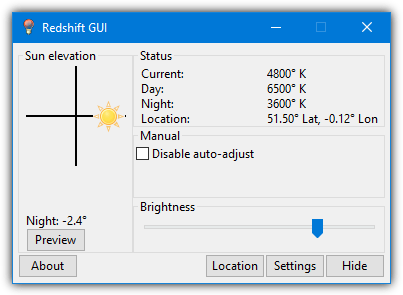 Redshift gui