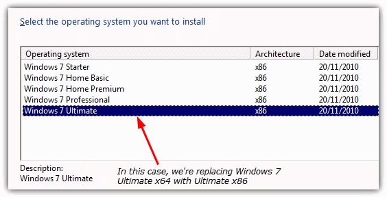 install correct windows edition