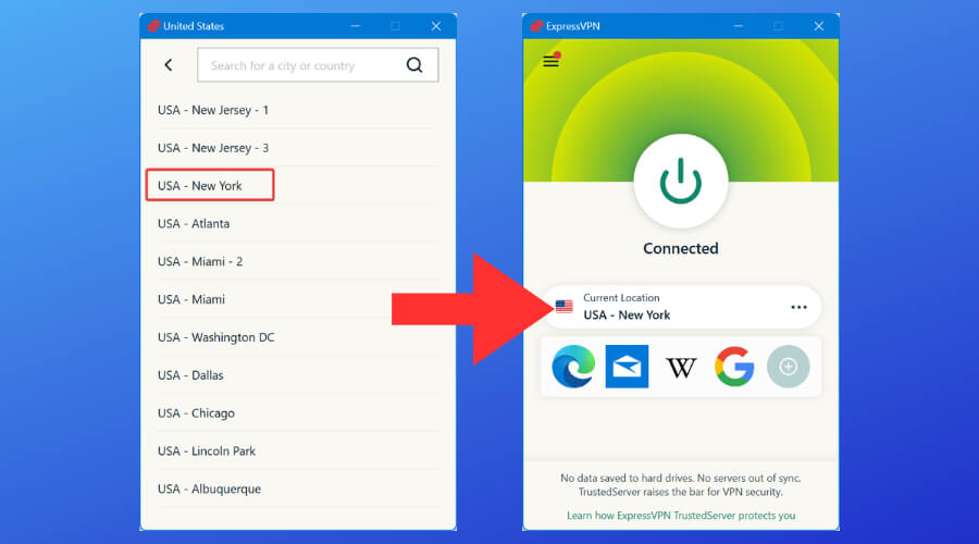 expressvpn connect to us server