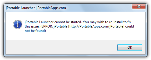 jportable launcher cannot be started