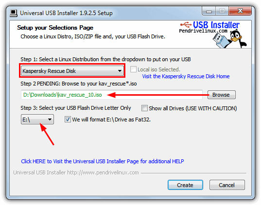 Universal USB Installer Kaspersky Rescue Disk