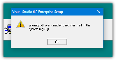 Javasign dll unable to register error