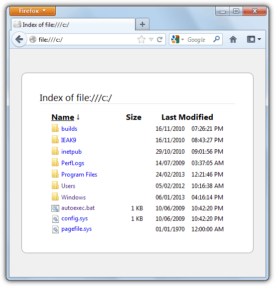 Firefox display local files