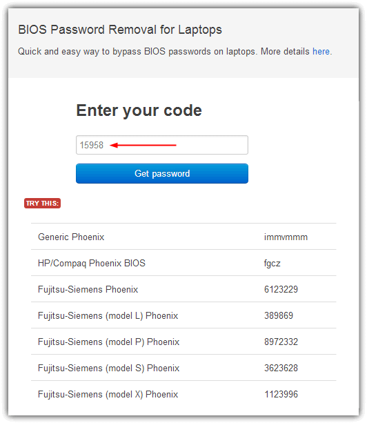 BIOS password removal for laptops