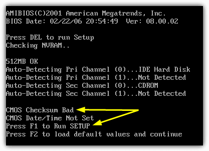 CMOS Checksum Bad