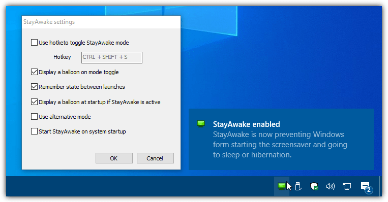 Stayawake preent windows from starting the screensaver