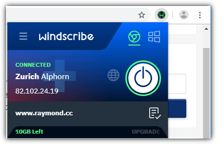Windscribe free browser extension