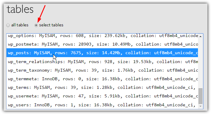 search replace db table select