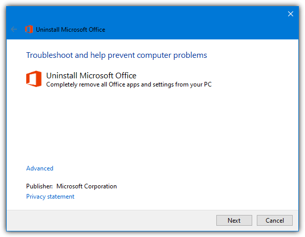 uninstall office troubleshooter
