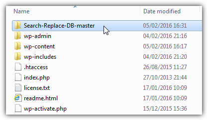 upload search replace DB folder