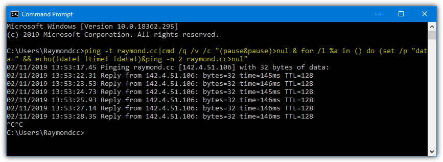 Command prompt ping timestamp