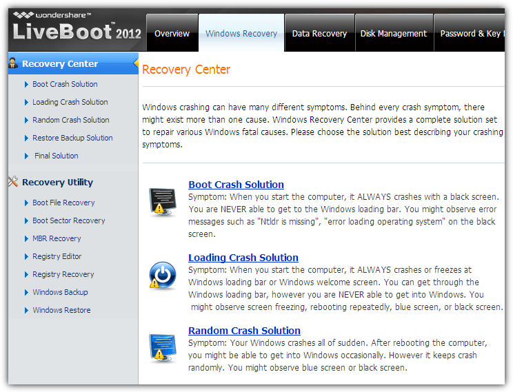 liveboot 2012 windows recovery