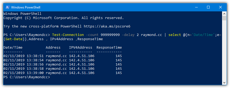 Powershell test connection