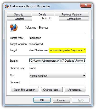 Firefox noremote profile