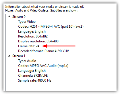 vlc codec framerate