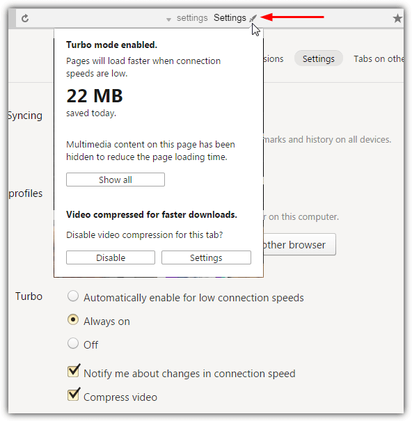 yandex browser turbo mode