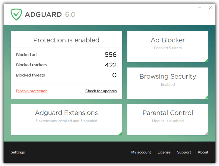 adguard main interface