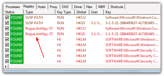 Found rogue antispy