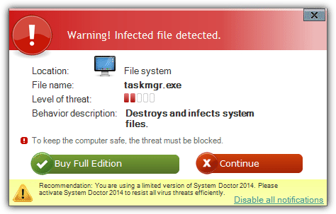 fake infection warning