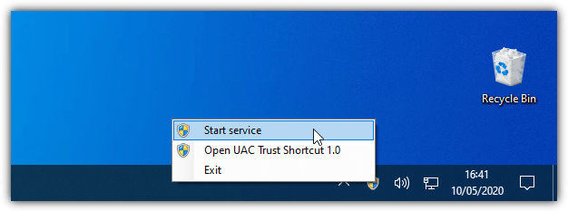 Uac trust shortcut tray manager