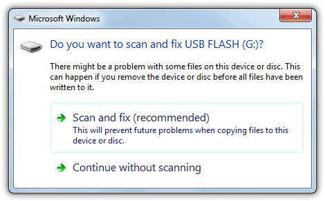 Do you want to scan and fix Removable Disk