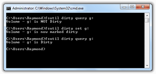 fsutil.exe dirty