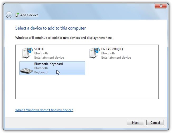 Add bluetooth keyboard windows 7