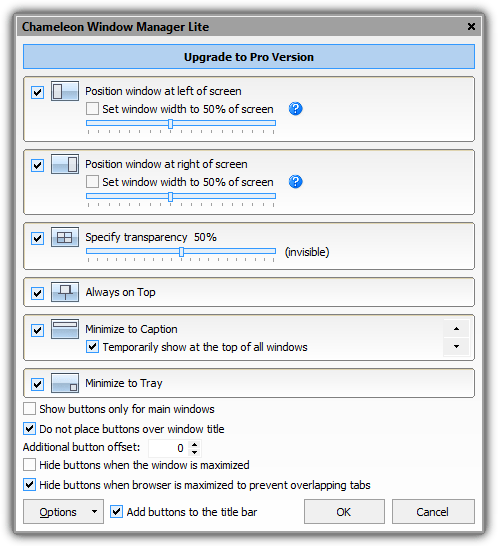 chameleon window manager options