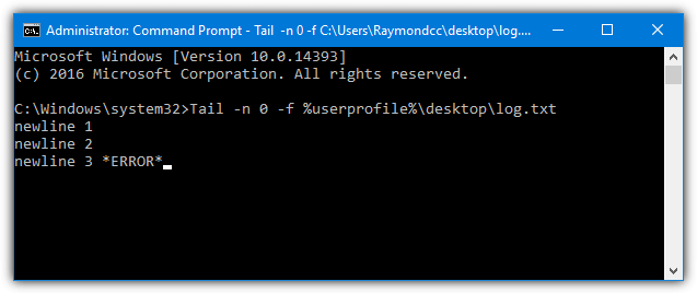command prompt tail