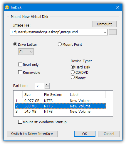 Imdisk create virtual disk