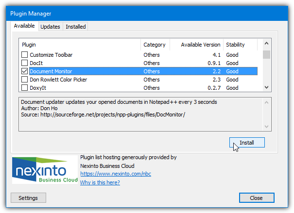 install document monitor plugin