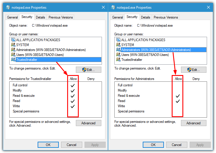 notepad security premissions