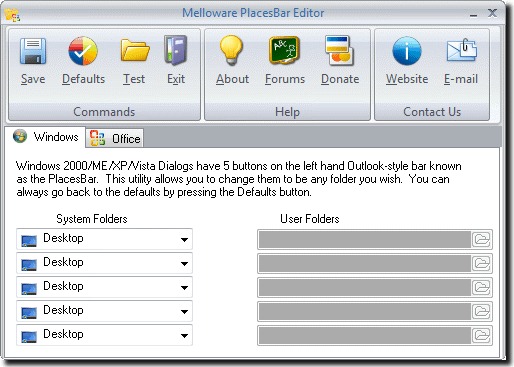 Melloware PlacesBar Editor