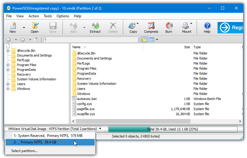 Poweriso open vmdk