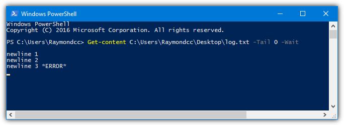 powershell get-content tail