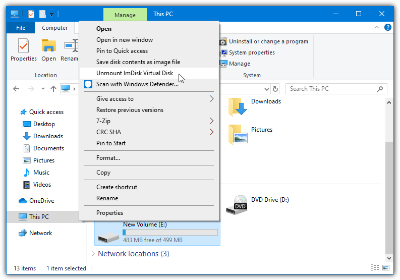 Unmount imdisk virtual disk