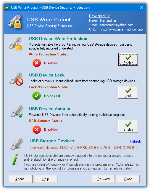 Usb write protect