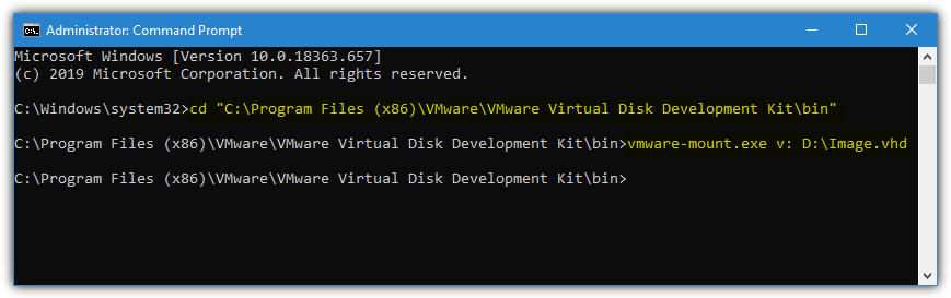 Vmware diskmount single image