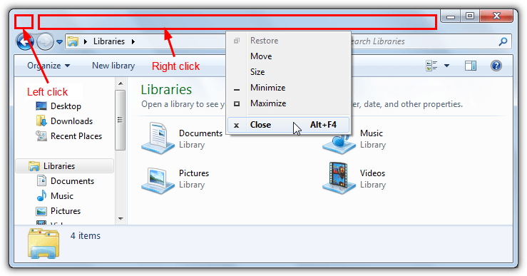 windows system menu