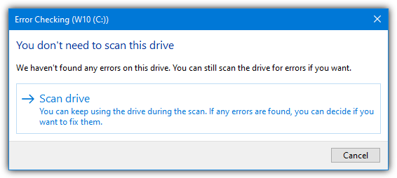 Do not need to scan this drive