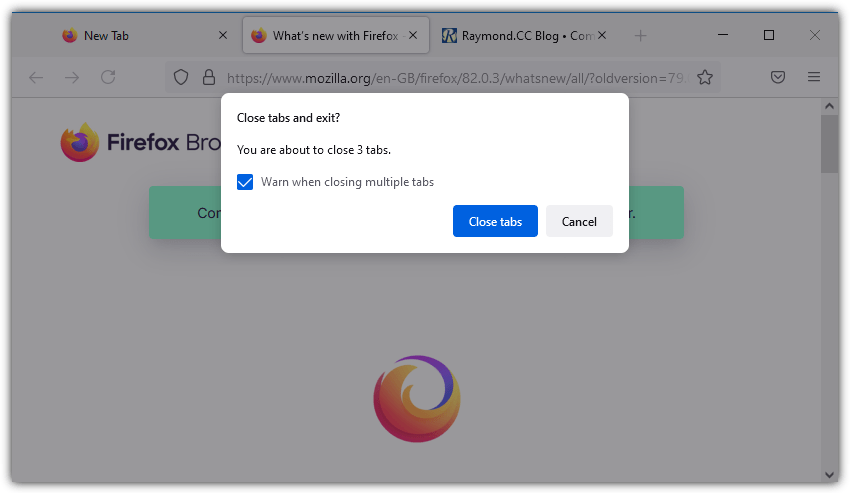 Firefox close multiple tabs