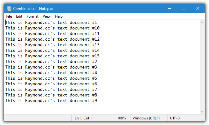 Notepad merged line break