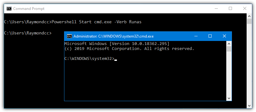 Powershell launch admin cmd