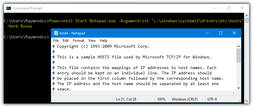 Powershell launch admin notepad