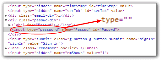 delete password input type