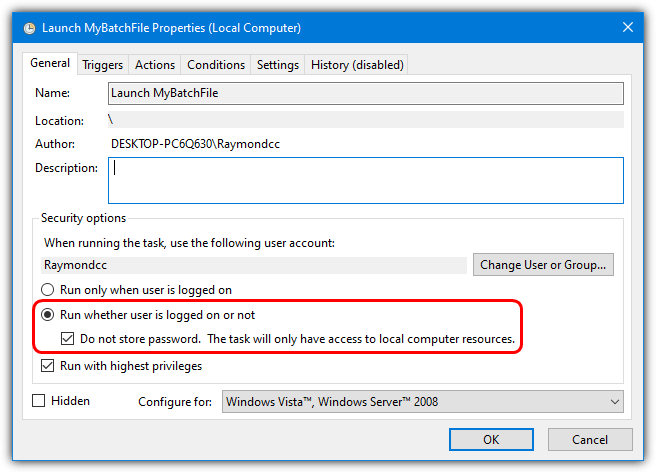 run whether user is logged in or not option