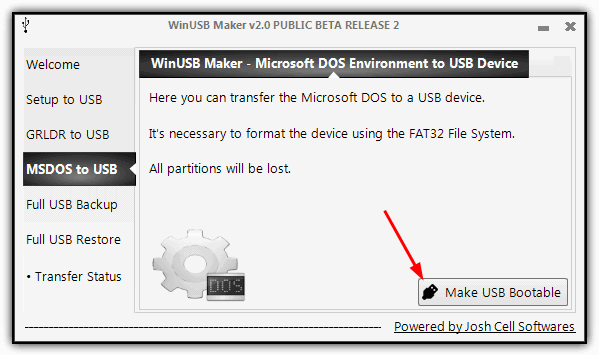 WinUSB MSDOS USB