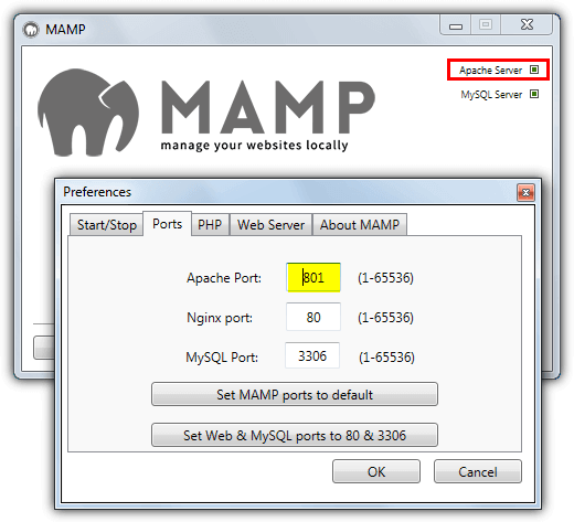 mamp port 80 change