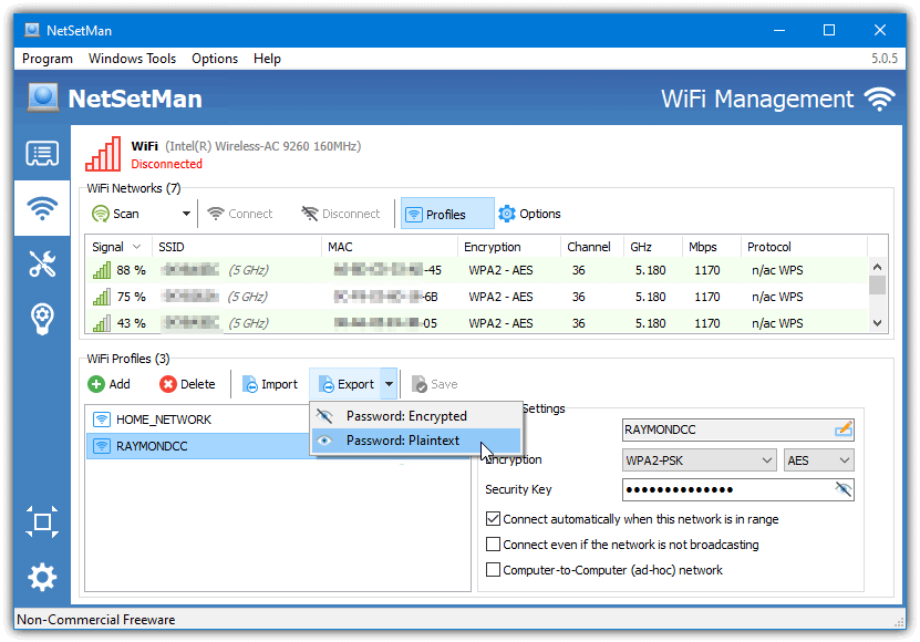 Netsetman export profile